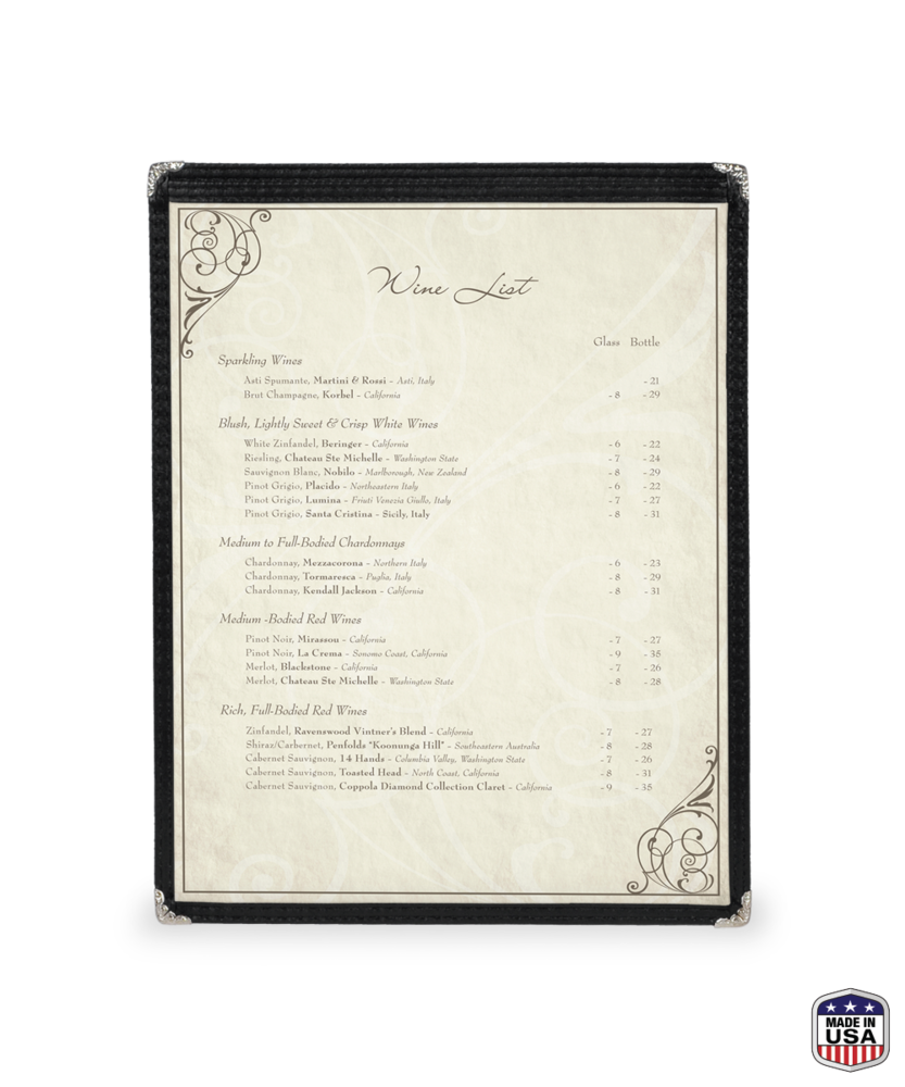 3 fold menu covers
