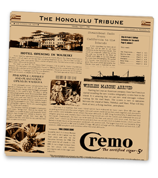 Honolulu Tribune Newsprinted Tissue Liner