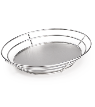 Oval Stainless Steel Basket with Solid Base