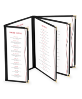 Quad Booklet Deluxe Cafe Menu Covers w/ Extra Half Panel (Style #1355)