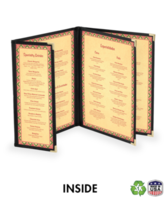 Triple Booklet Deluxe Cafe Menu Covers w/ Extra Half Panel (Style #1345)