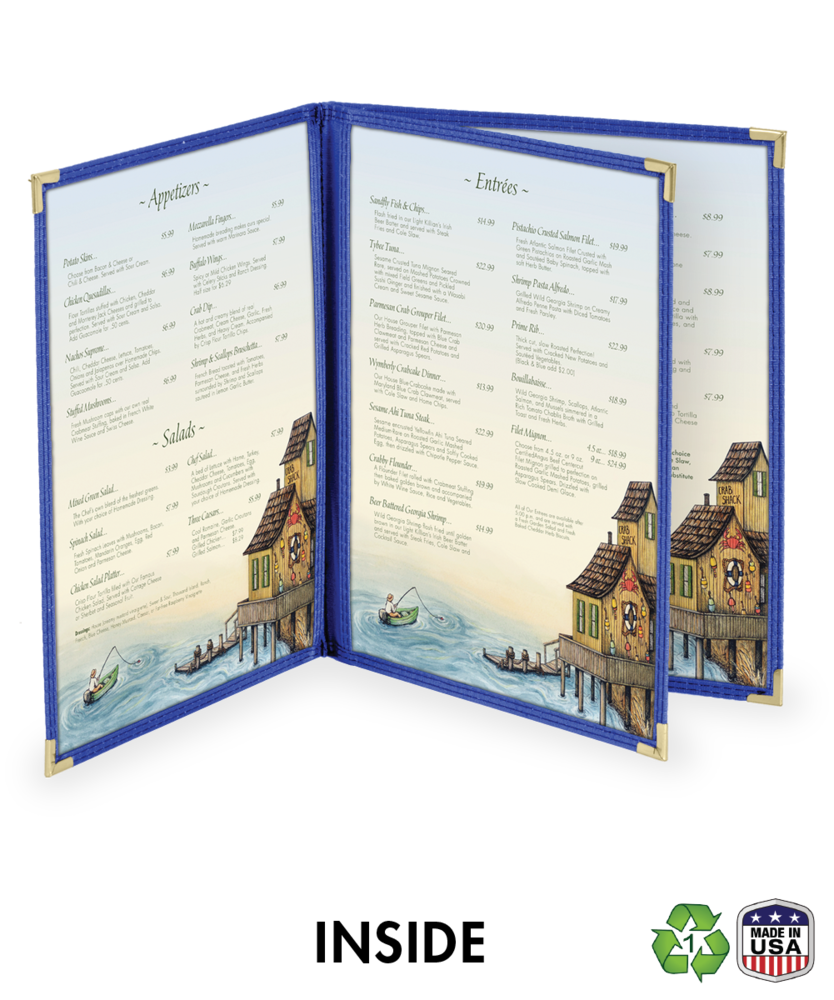 30 Pack 8.5"X14" Menu Covers 3 Pages 6 Views Black Triple Book Style Cafe 
