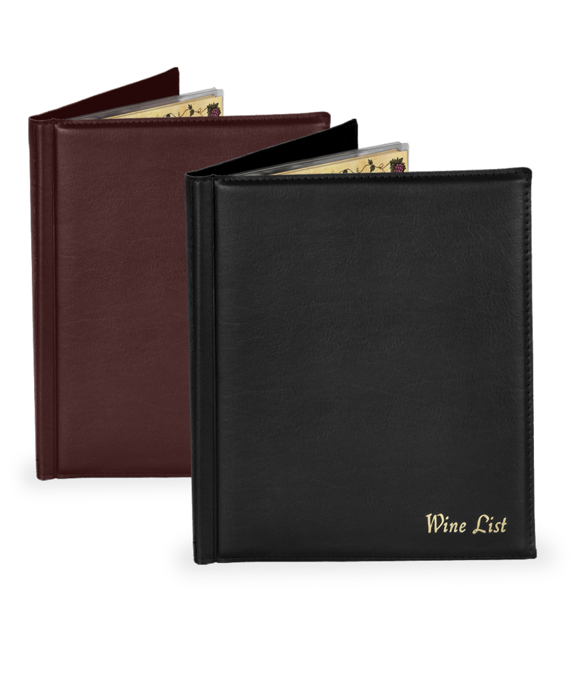 Padded flush cut wine list covers menu shoppe