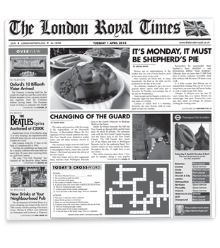 London Royal Times Newsprinted Tissue Liner