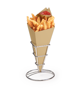 Chip Cone 230 mm Black Holder Presentation Bowl Fries Fast Food Takeaway Pub H 