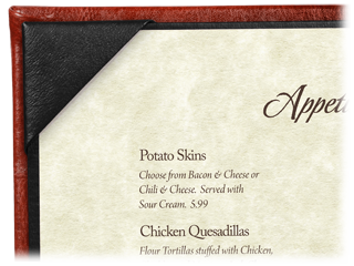 Faux Cowhide Menu Covers
