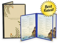 Deluxe Cafe-Style Menu Covers<br>Clear Vinyl Covers<br>Clear Inside Pockets image