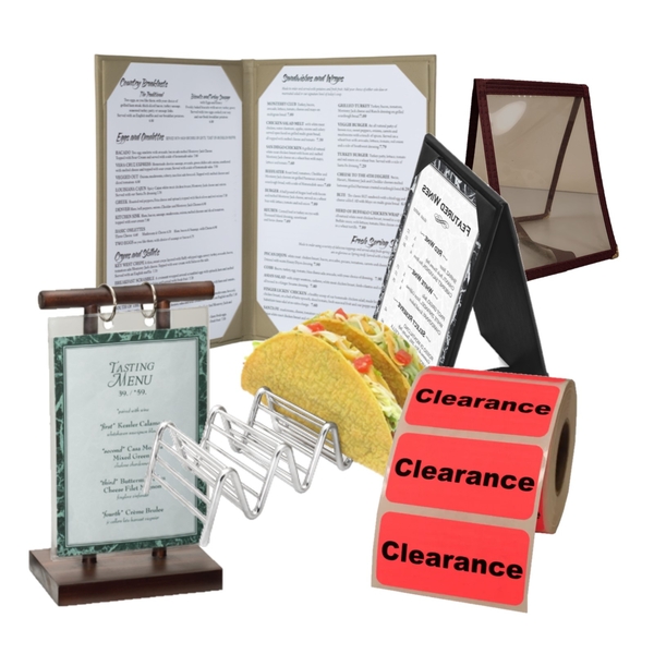 ALL CLEARANCE ITEMS<br>Menu Covers, Table Stands and More! image