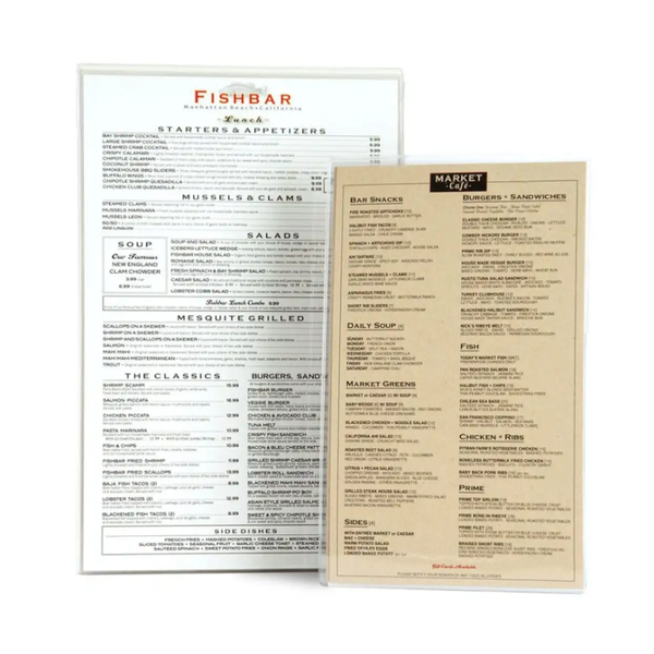 ***NEW***<br>Crystal Clear EXTRA RIGID Menu Covers<br>Heat-Sealed image