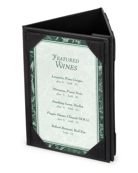 SALE! 75% OFF<br>3 Sided Leatherette Table Tents<br>Magnet Closure image