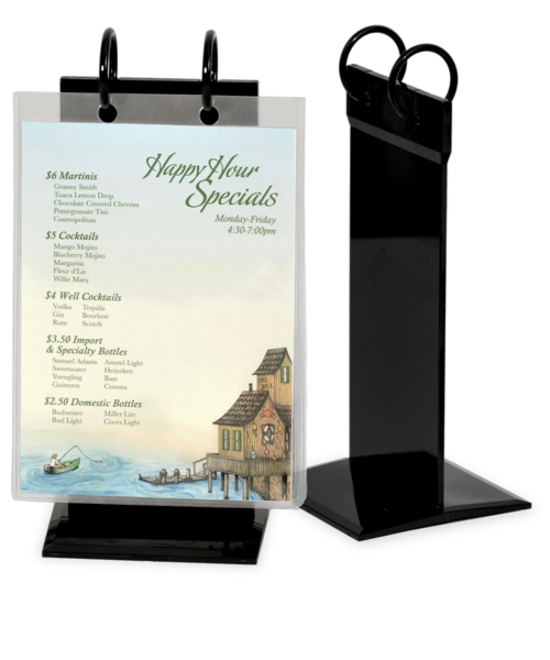 PVC Twin Ring Flip Stand Menu Holders