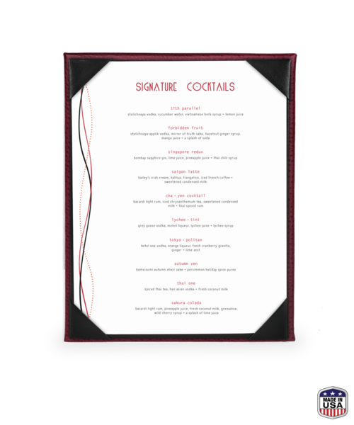 Single Faux Ostrich Menu Cover