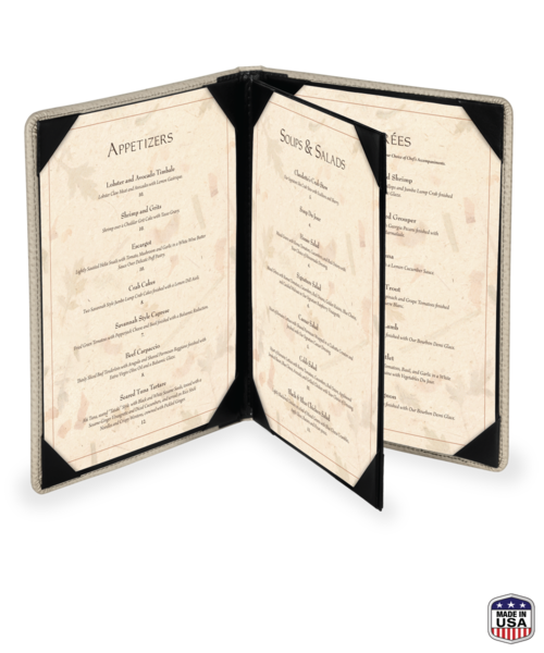 Triple Booklet Faux Ostrich Menu Covers