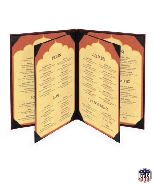 Quad Booklet Bonded Leather Menu Covers