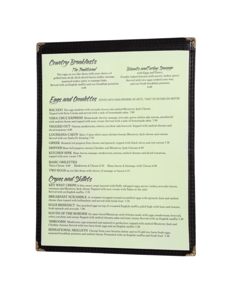 Single Cafe Style Menu Covers