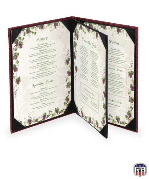 Triple Booklet Basketweave Menu Cover