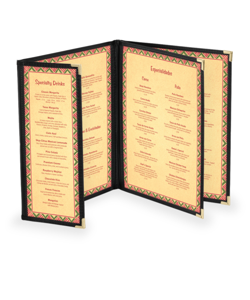 Custom Triple Booklet Cafe Menu Covers