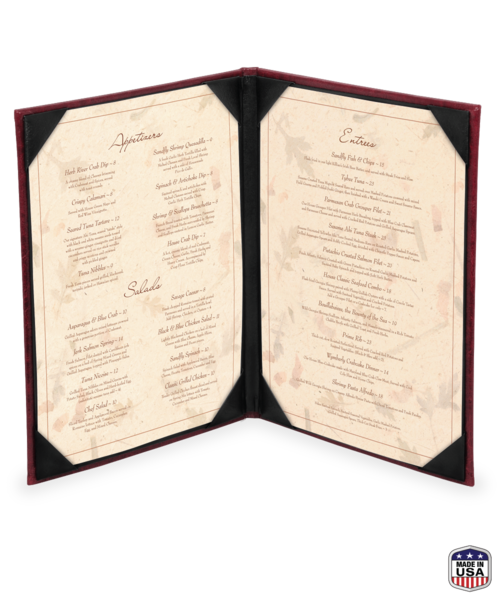 Double Faux Cowhide Menu Cover
