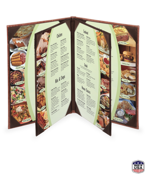 Quad Booklet Faux Cowhide Menu Cover