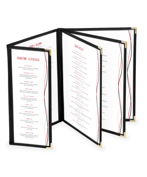 Quad Booklet Cafe Style Menu Cover w/ Half Panel