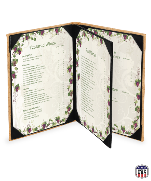 Triple Booklet Cork Menu Cover