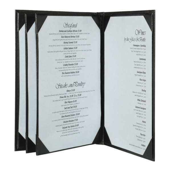 Quad Booklet Brushed Metallic Menu Covers (Six View)