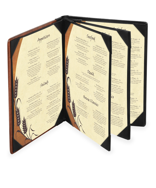 Triple Booklet Wood Menu Cover