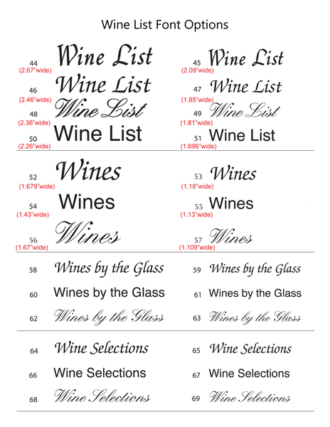Image Wine List Font Options