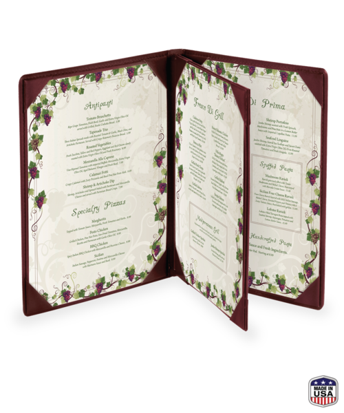 Triple Booklet Faux Leather Menu Covers