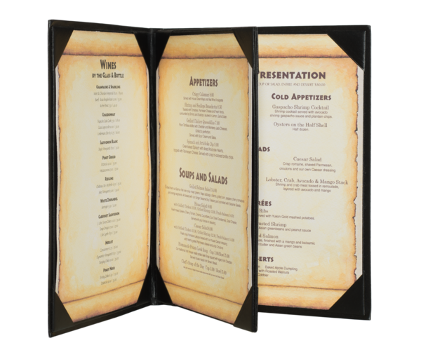 Triple Booklet Imitation Leather Menu Covers