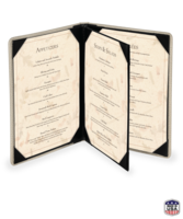 Image Triple Booklet Faux Ostrich Menu Covers (Four View)