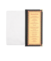 Image Half Width Menu Pocket with Leatherette Binding - 4.25 in. x 14 in.