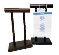 Image Wooden Double Post T-Bar Ring Flip Stands - Golden Oak and Ebony In Stock for Quick Shipping