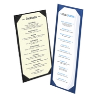 Image Double Sided Bistro Menu Holder<br>In Leatherette, Metallic or Summit Linen<br>with Matching Lining