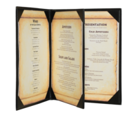 Image Triple Booklet  Antimicrobial Vinyl Menu Covers (Four View)